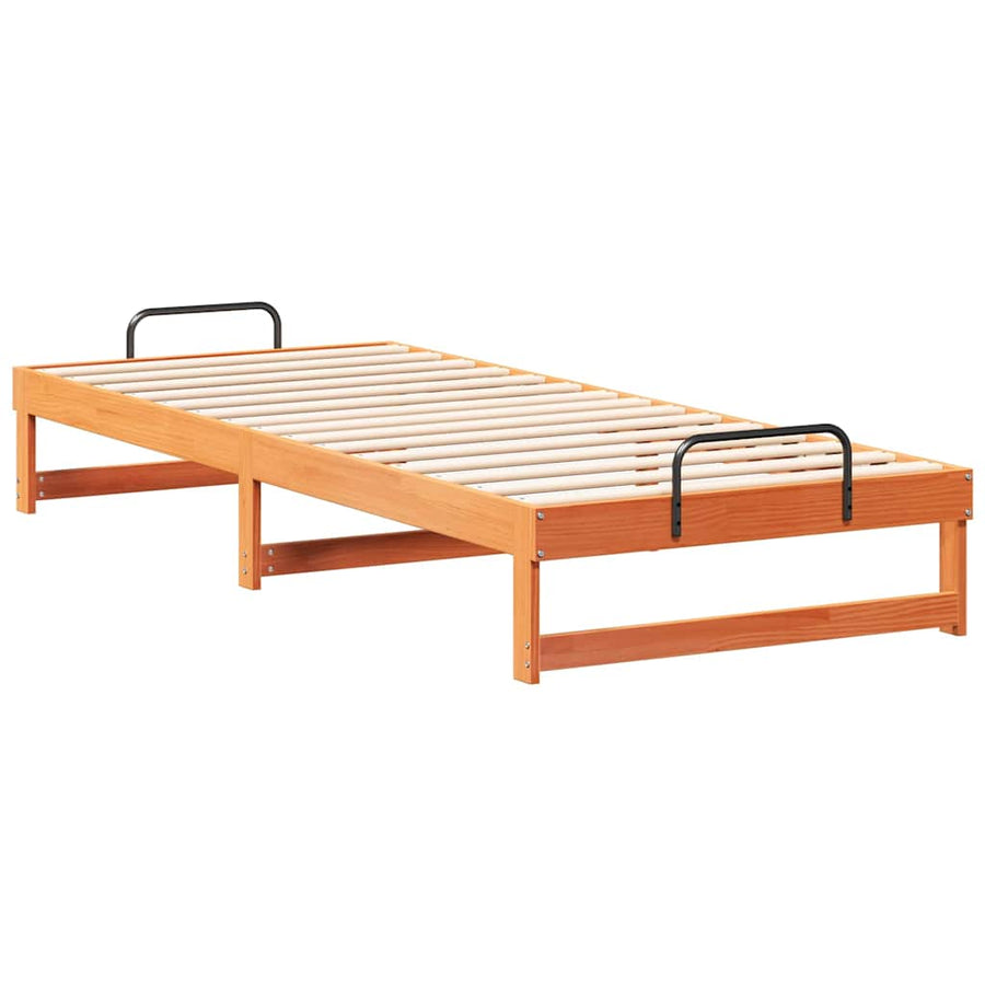 Bedframe met Draaghandvatten Bruin 80 x 220 cm