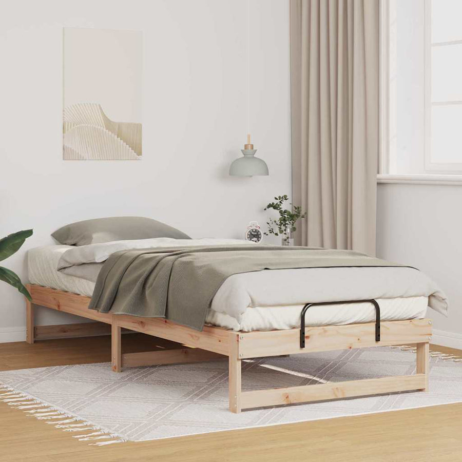 Bedframe met Draaghandvatten Bruin 90 x 220 cm