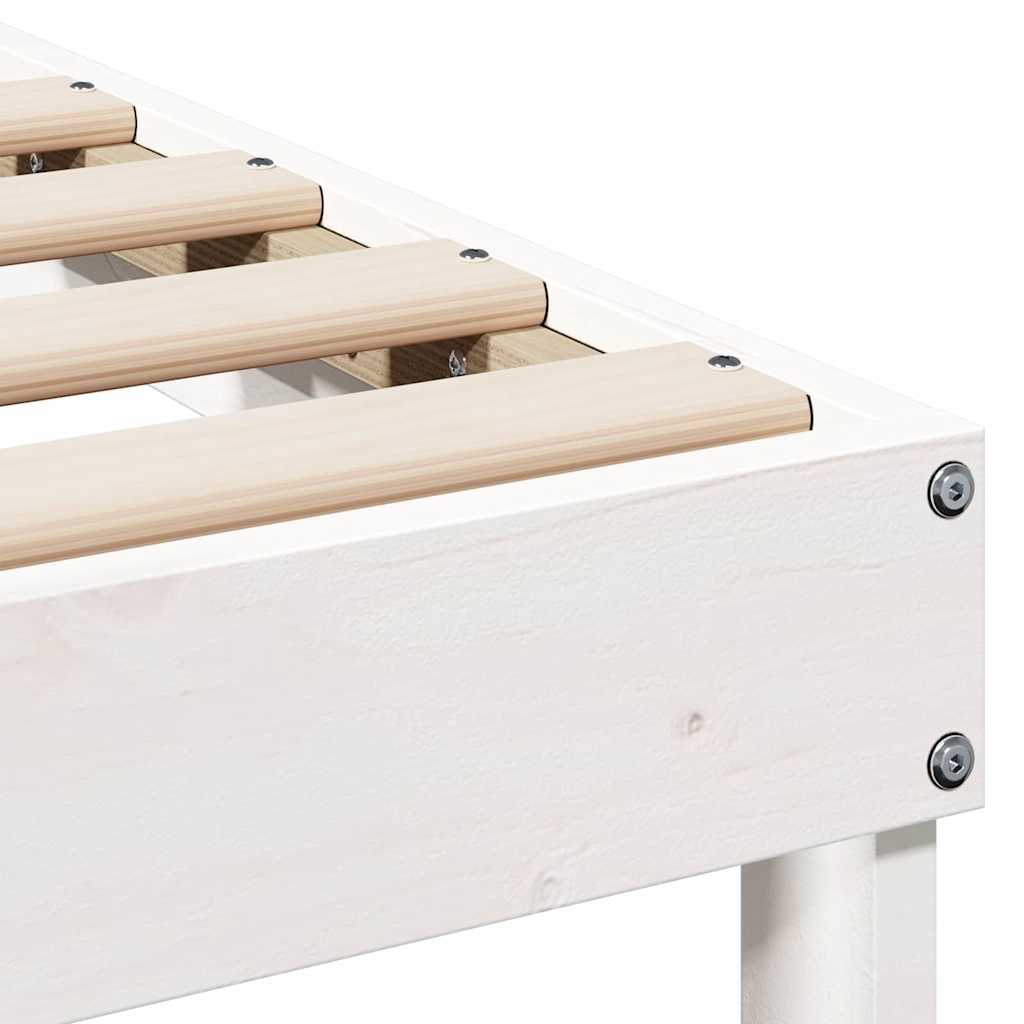 Bedframe met Draaghandvatten Wit 90 x 220 cm Massief grenenhout