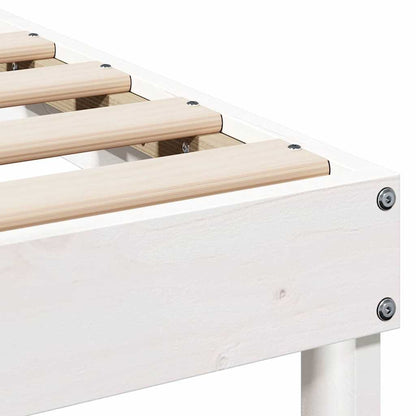 Bedframe met Draaghandvatten Wit 90 x 220 cm Massief grenenhout