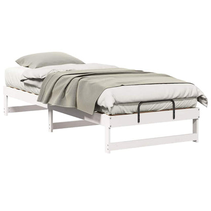 Bedframe met Draaghandvatten Wit 90 x 220 cm Massief grenenhout