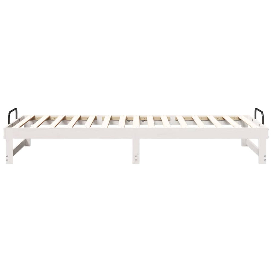 Bedframe met Draaghandvatten Wit 90 x 220 cm Massief grenenhout