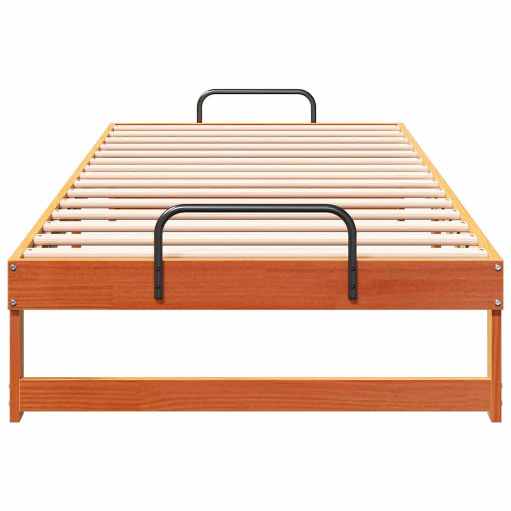 Bedframe met Draaghandvatten Bruin 90 x 220 cm