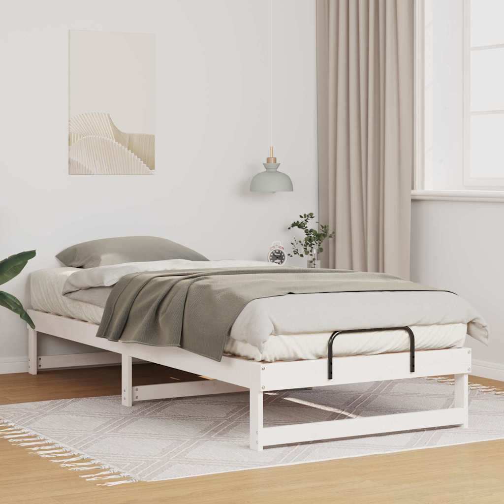 Bedframe met Draaghandvatten Wit 100 x 220 cm