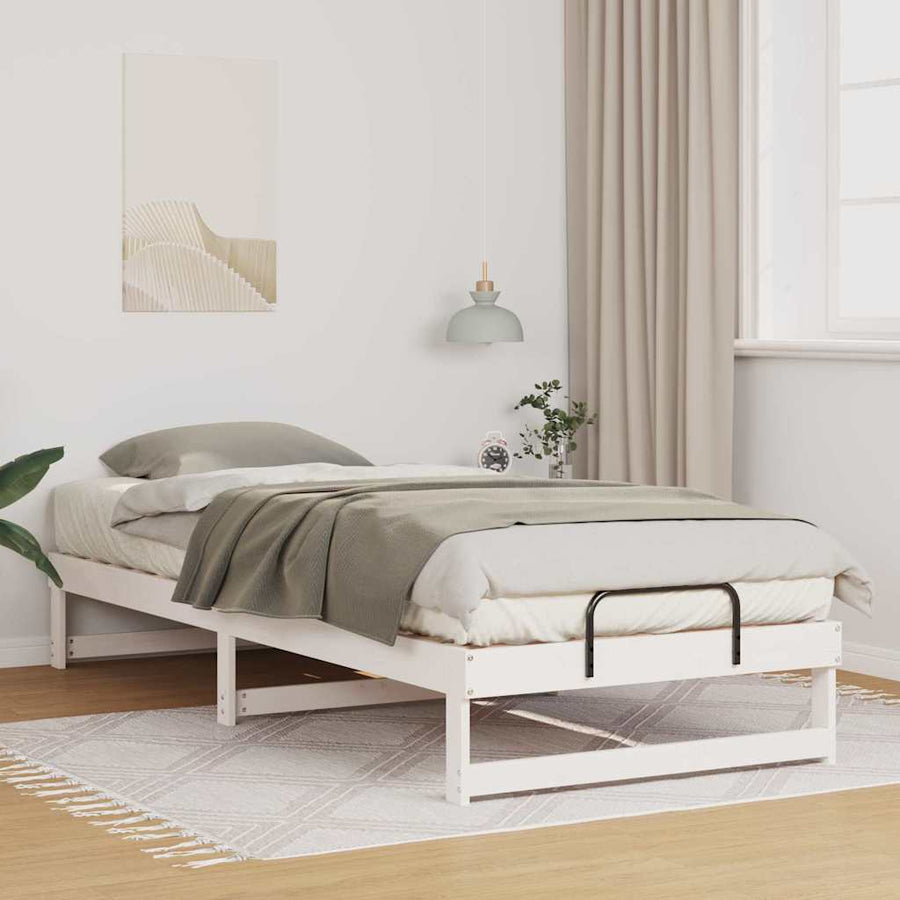 Bedframe met Draaghandvatten Wit 100 x 220 cm
