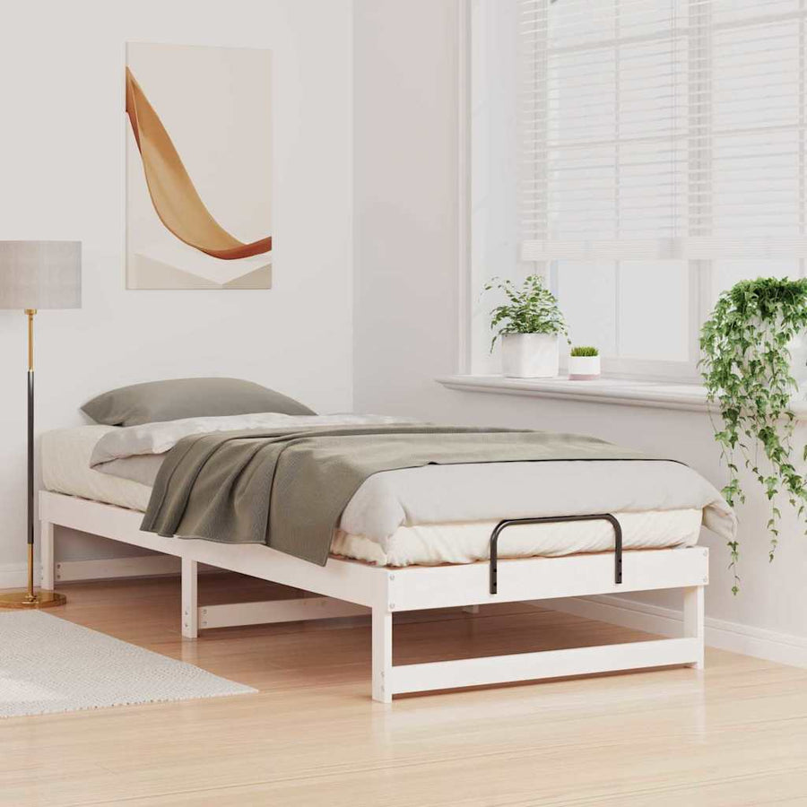 Bedframe met Draaghandvatten Wit 100 x 220 cm