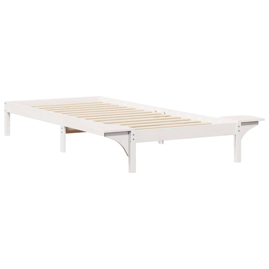 Bedframe met Zijtafels Wit 100 x 210 cm Massief grenenhout