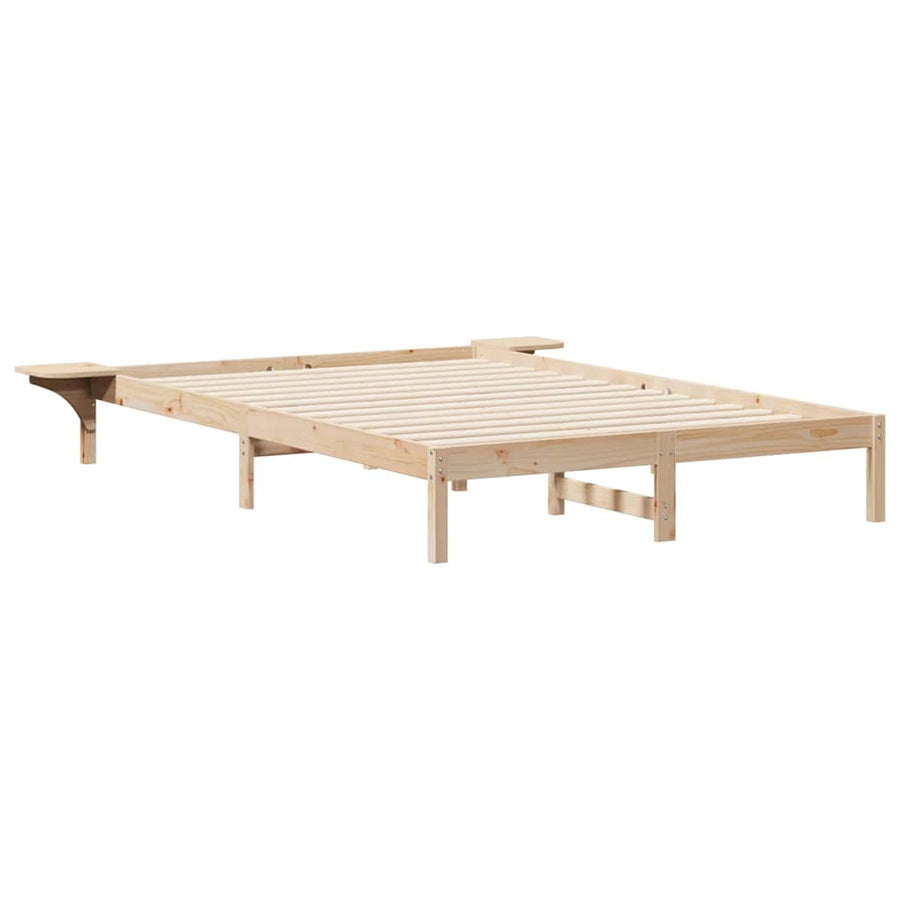 Bedframe met Zijtafels Naturel 140 x 210 cm Massief grenenhout