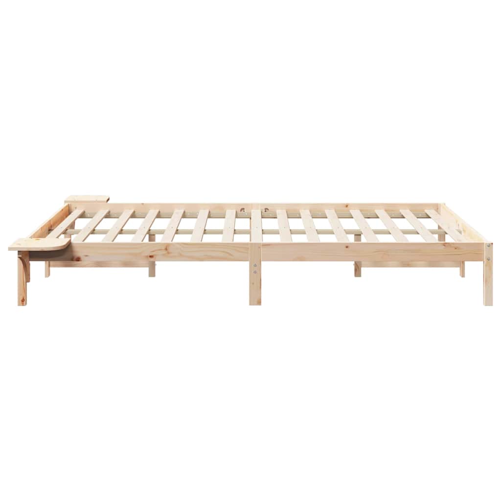 Bedframe met Zijtafels Naturel 140 x 210 cm Massief grenenhout