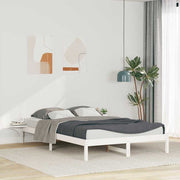 Bedframe massief grenenhout wit 140x210 cm met zijtafels