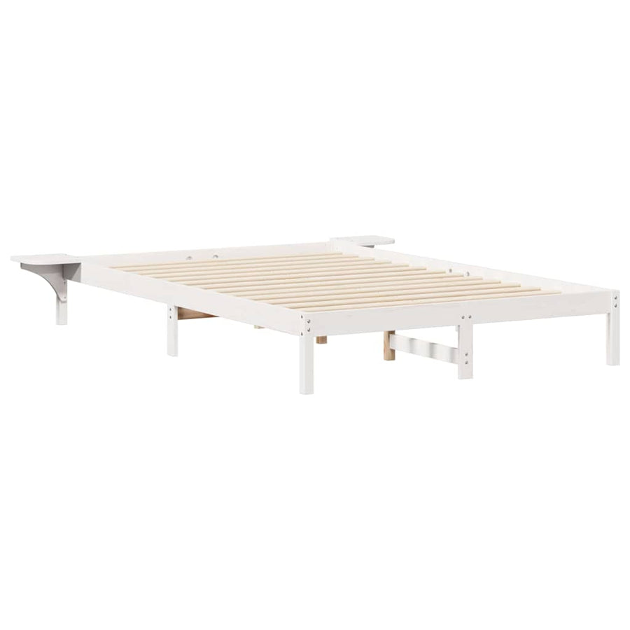 Bedframe met Zijtafels Wit 140 x 210 cm Massief grenenhout