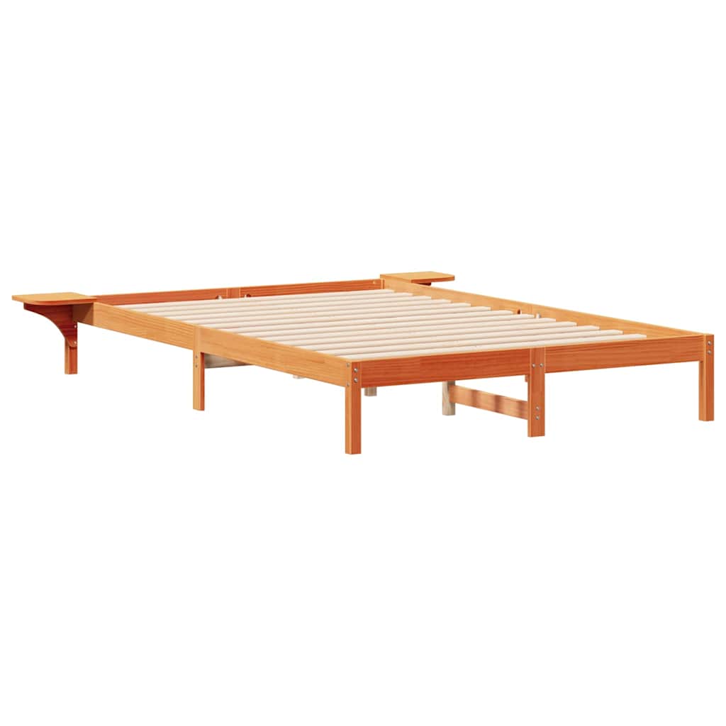 Bedframe met Zijtafels Wasbruin 140 x 210 cm Massief grenenhout