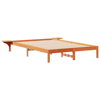 Bedframe met Zijtafels Wasbruin 140 x 210 cm Massief grenenhout