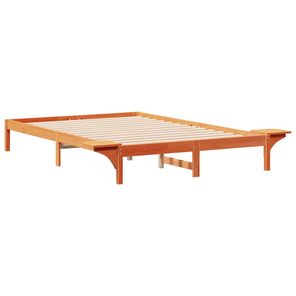Bedframe met Zijtafels Wasbruin 140 x 210 cm Massief grenenhout