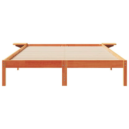 Bedframe met Zijtafels Wasbruin 140 x 210 cm Massief grenenhout