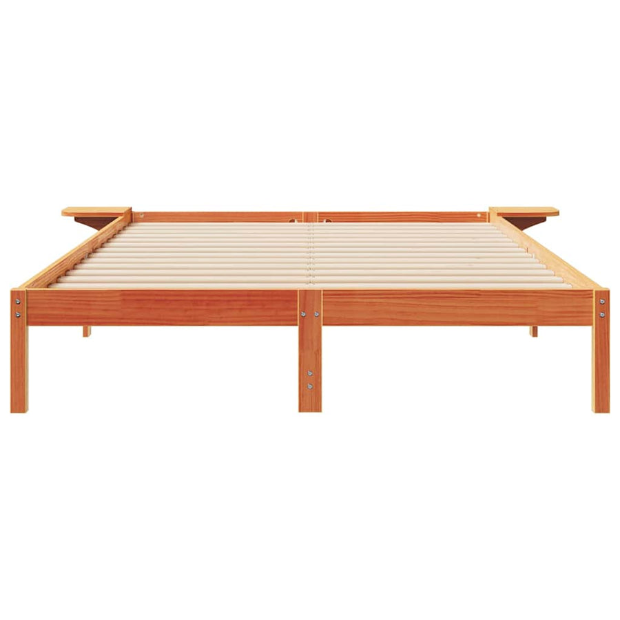 Bedframe met Zijtafels Wasbruin 140 x 210 cm Massief grenenhout