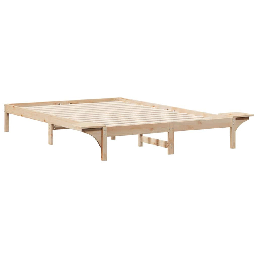Bedframe met Zijtafels Naturel 160 x 210 cm Massief grenenhout