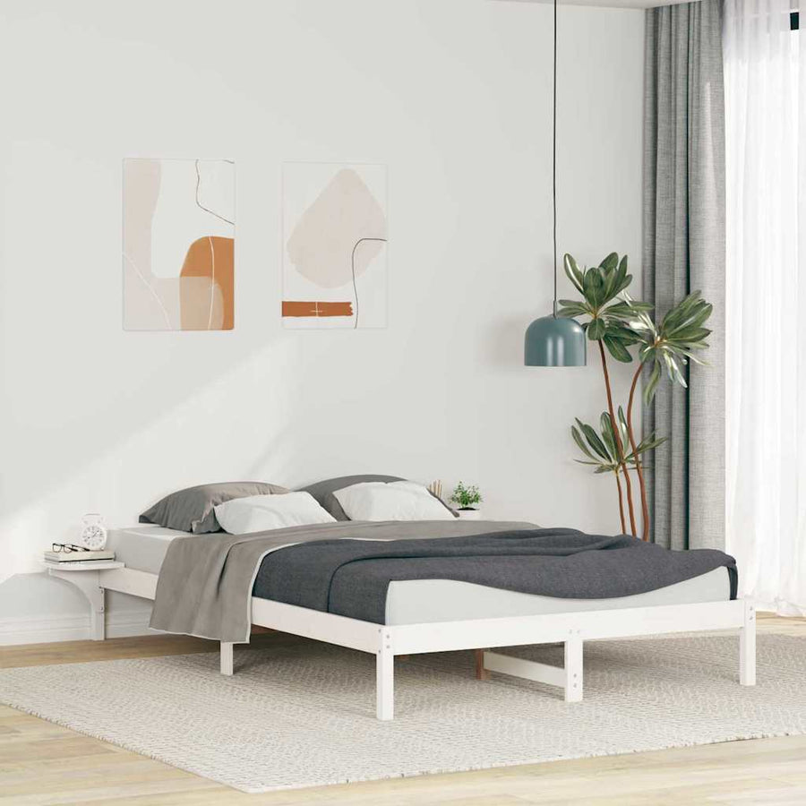 Bedframe met Zijtafels Wit 160 x 210 cm Massief grenenhout
