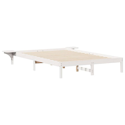 Bedframe met Zijtafels Wit 160 x 210 cm Massief grenenhout