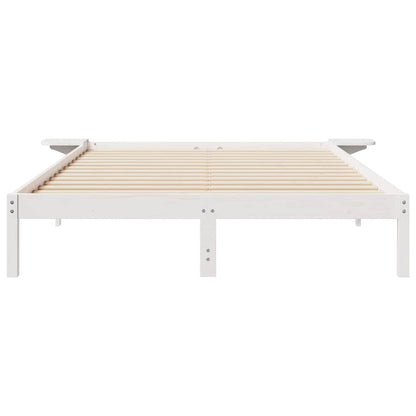Bedframe met Zijtafels Wit 160 x 210 cm Massief grenenhout