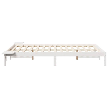 Bedframe met Zijtafels Wit 160 x 210 cm Massief grenenhout