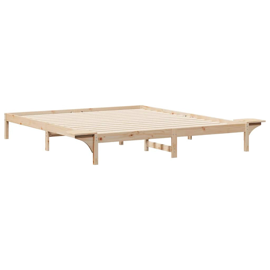 Bedframe met Zijtafels Naturel 200 x 210 cm Massief grenenhout