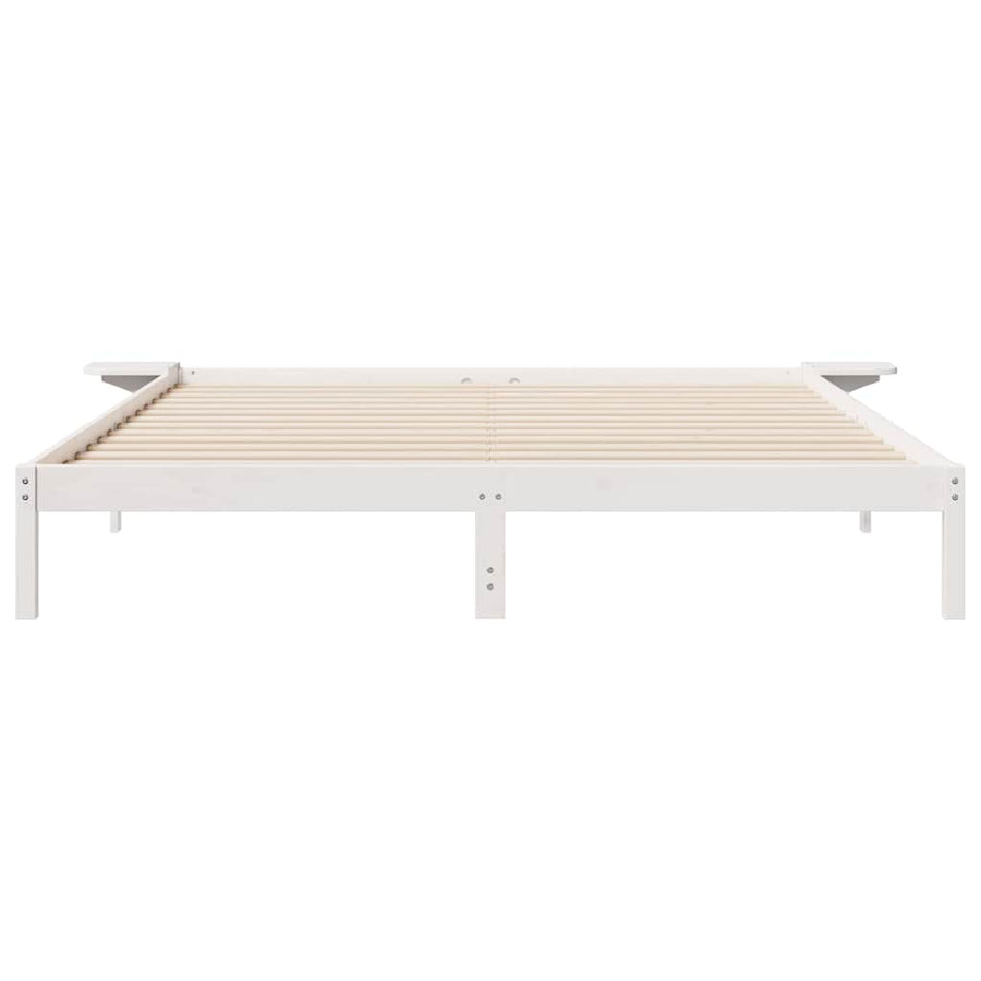 Bedframe met Zijtafels Wit 200 x 210 cm Massief grenenhout