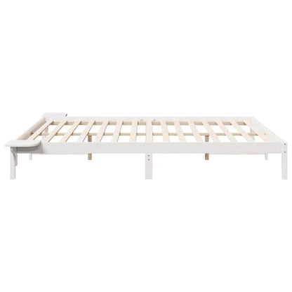 Bedframe met Zijtafels Wit 200 x 210 cm Massief grenenhout