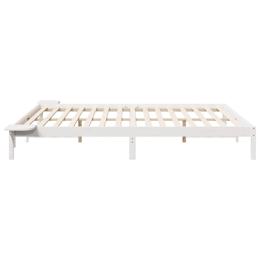 Bedframe met Zijtafels Wit 200 x 210 cm Massief grenenhout