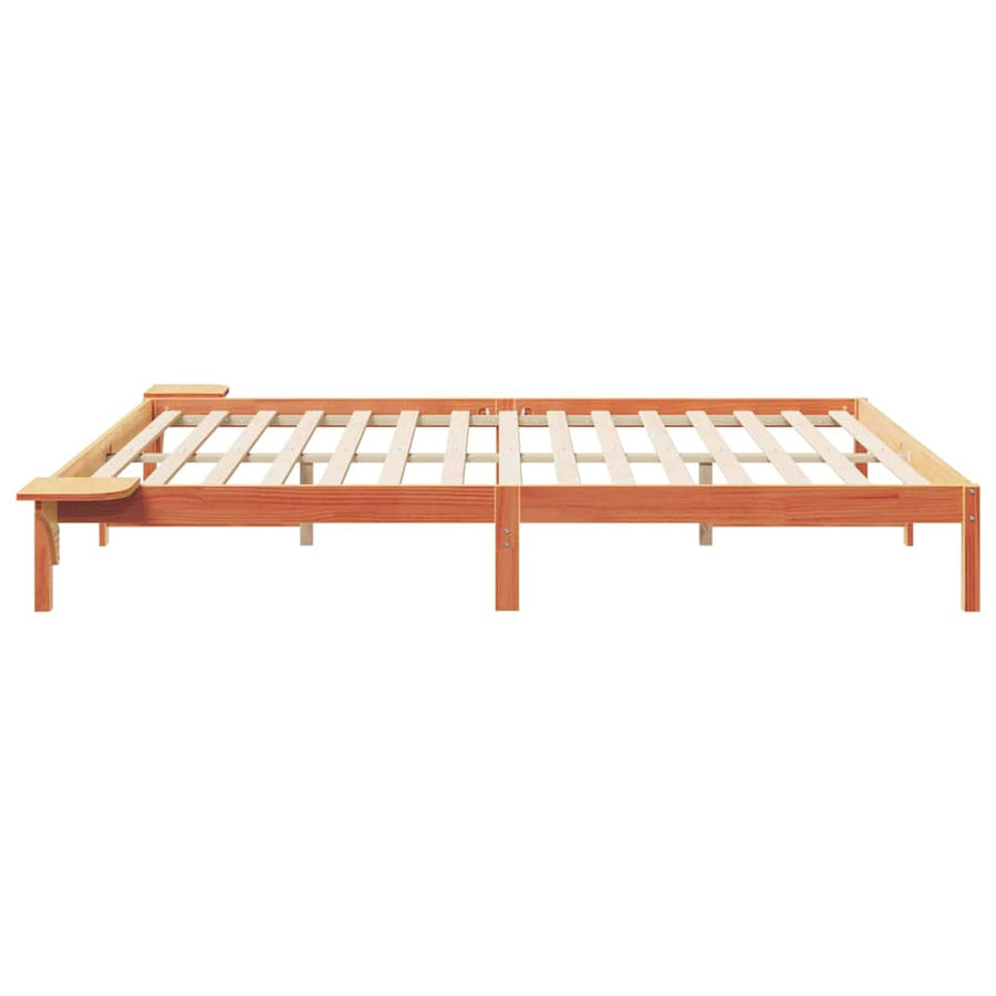 Bedframe met Zijtafels Wasbruin 200 x 210 cm Massief grenenhout