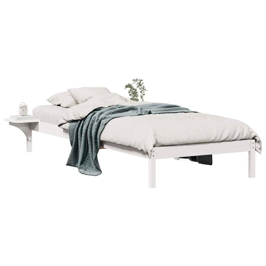 Bedframe met Zijtafels Wit 80 x 220 cm Massief grenenhout
