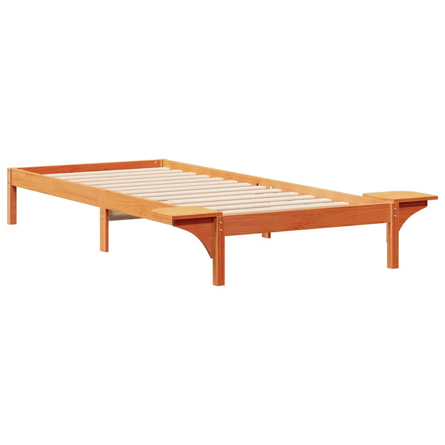 Bedframe met Zijtafels Wasbruin 80 x 220 cm Massief grenenhout