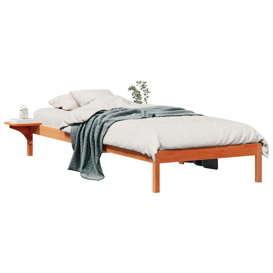 Bedframe met Zijtafels Wasbruin 80 x 220 cm Massief grenenhout