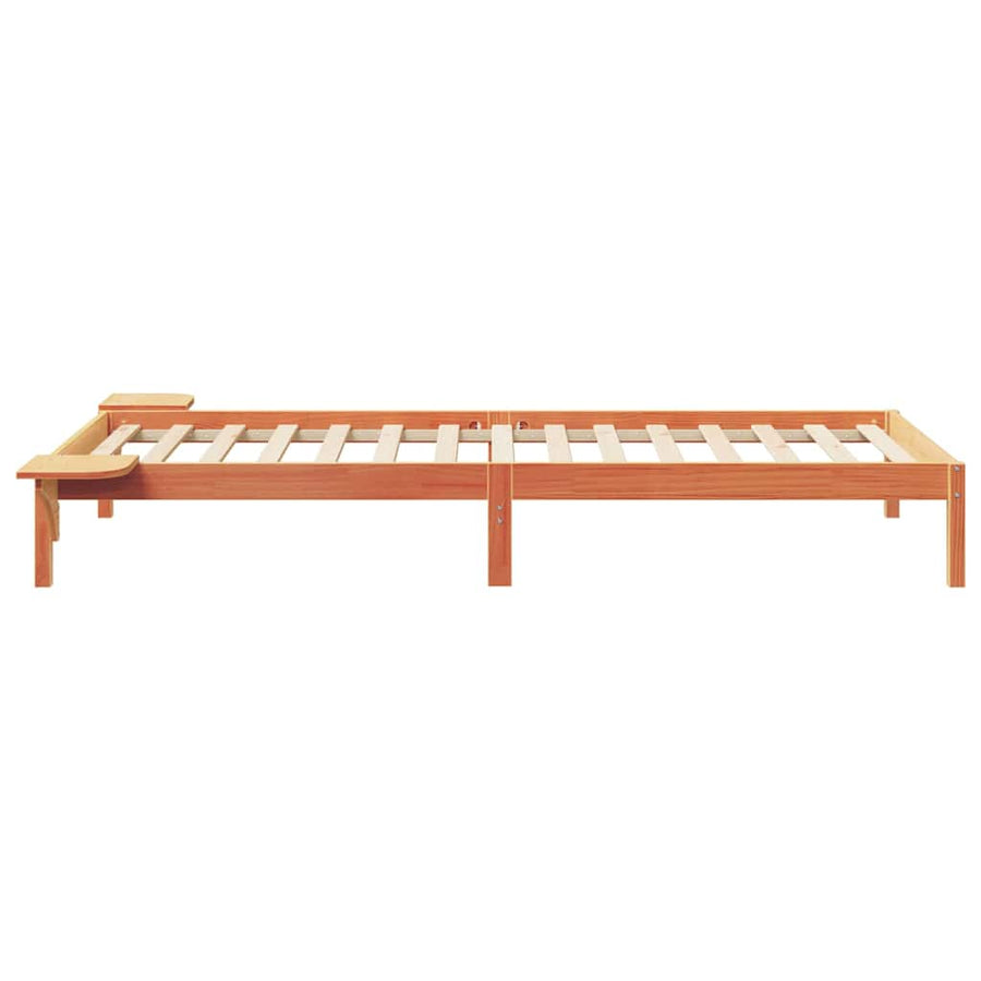 Bedframe met Zijtafels Wasbruin 80 x 220 cm Massief grenenhout