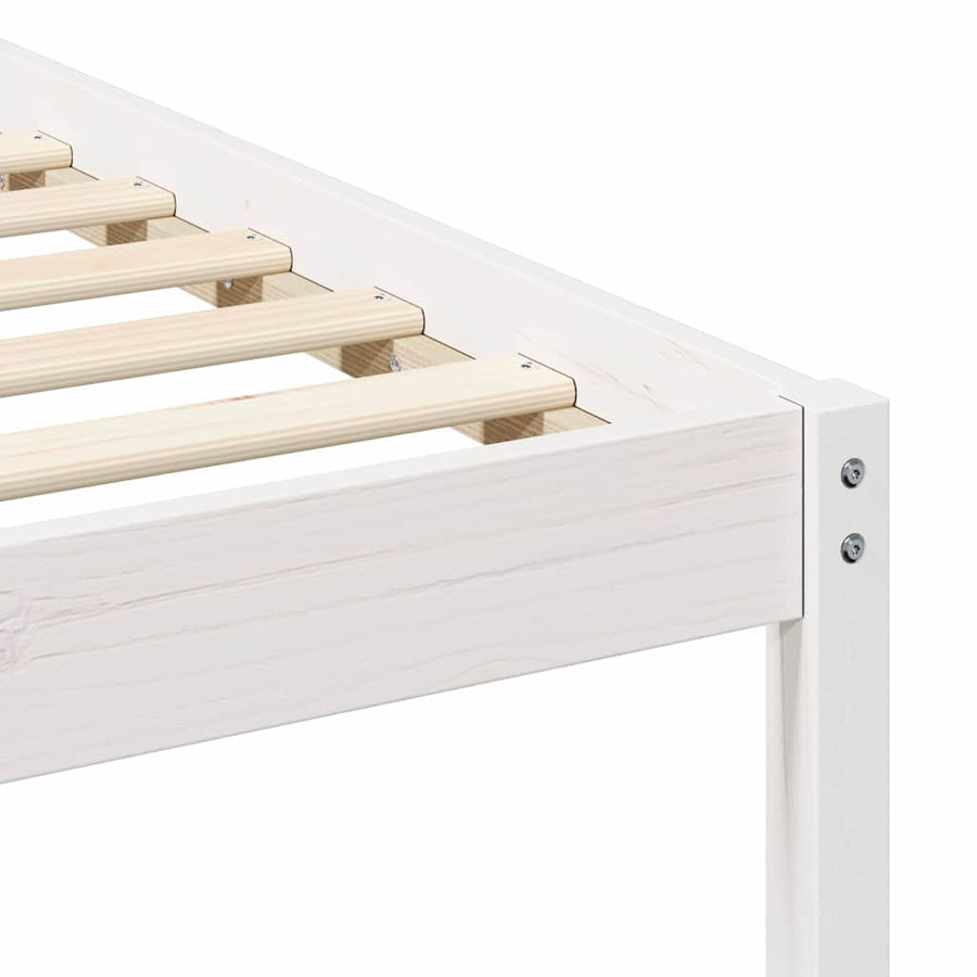 Bedframe met Zijtafels Wit 90 x 220 cm Massief grenenhout