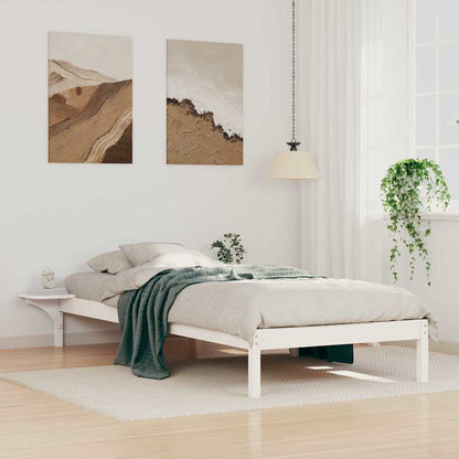 Bedframe met Zijtafels Wit 90 x 220 cm Massief grenenhout