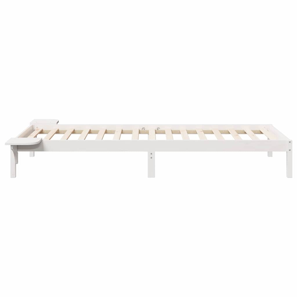 Bedframe met Zijtafels Wit 90 x 220 cm Massief grenenhout