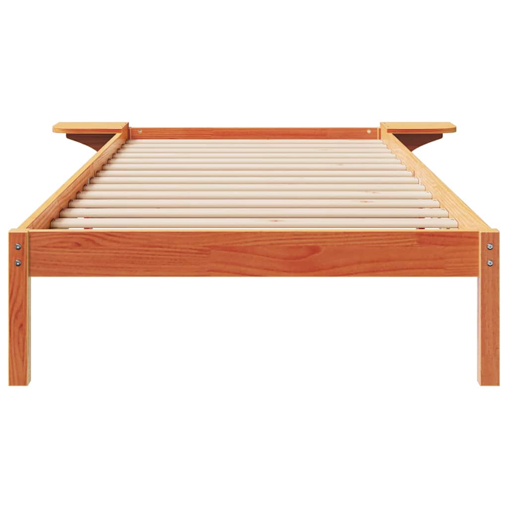 Bedframe met Zijtafels Wasbruin 90 x 220 cm Massief grenenhout