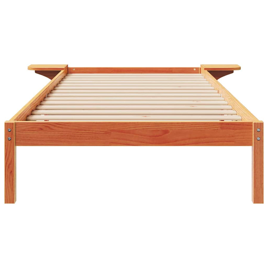 Bedframe met Zijtafels Wasbruin 90 x 220 cm Massief grenenhout