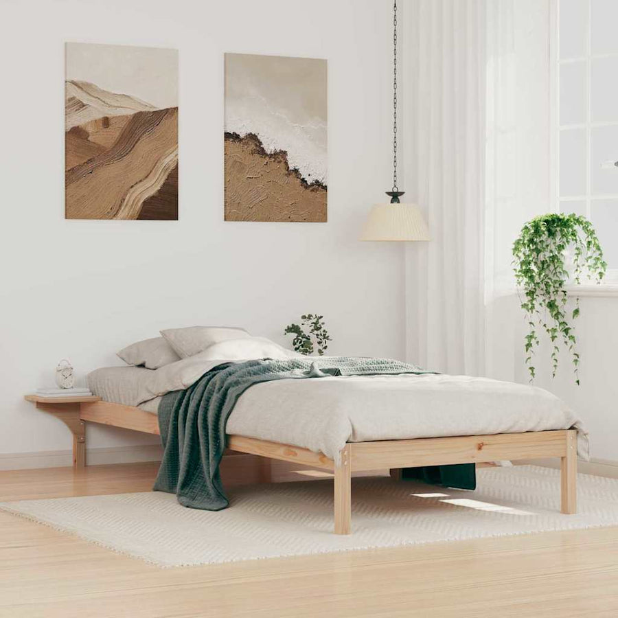Bedframe met Zijtafels Naturel 100 x 220 cm Massief grenenhout