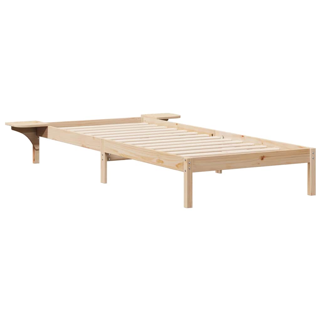 Bedframe met Zijtafels Naturel 100 x 220 cm Massief grenenhout