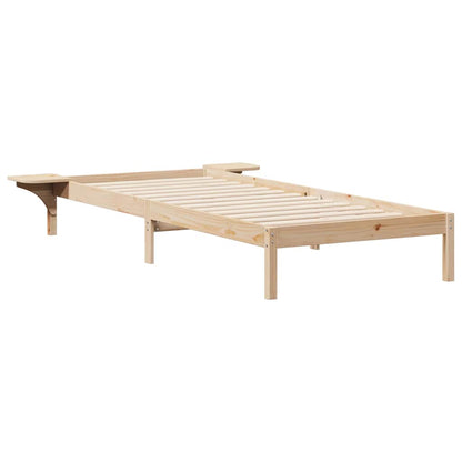 Bedframe met Zijtafels Naturel 100 x 220 cm Massief grenenhout