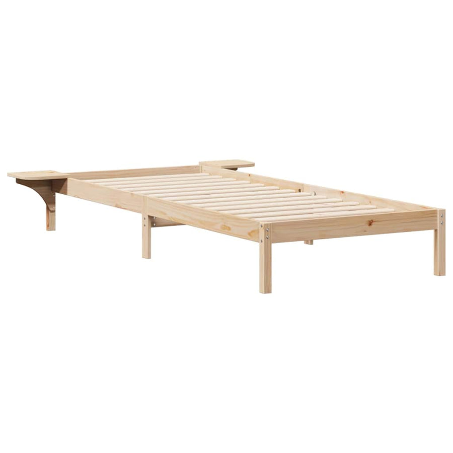 Bedframe met Zijtafels Naturel 100 x 220 cm Massief grenenhout