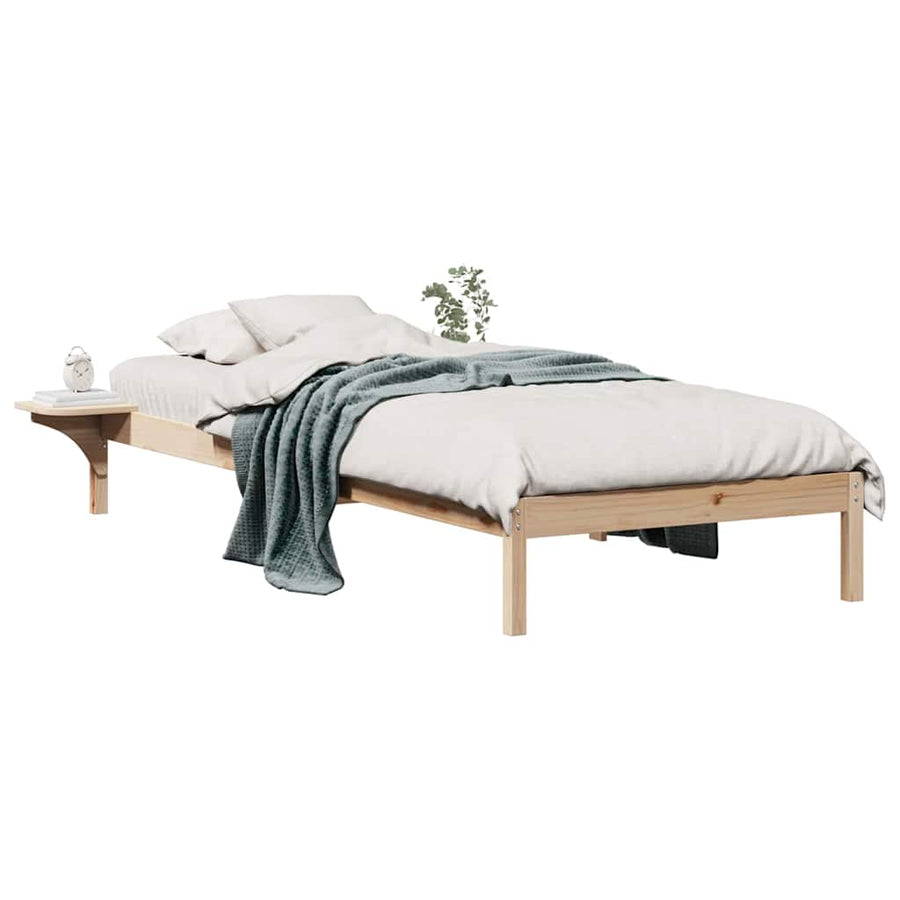 Bedframe met Zijtafels Naturel 100 x 220 cm Massief grenenhout