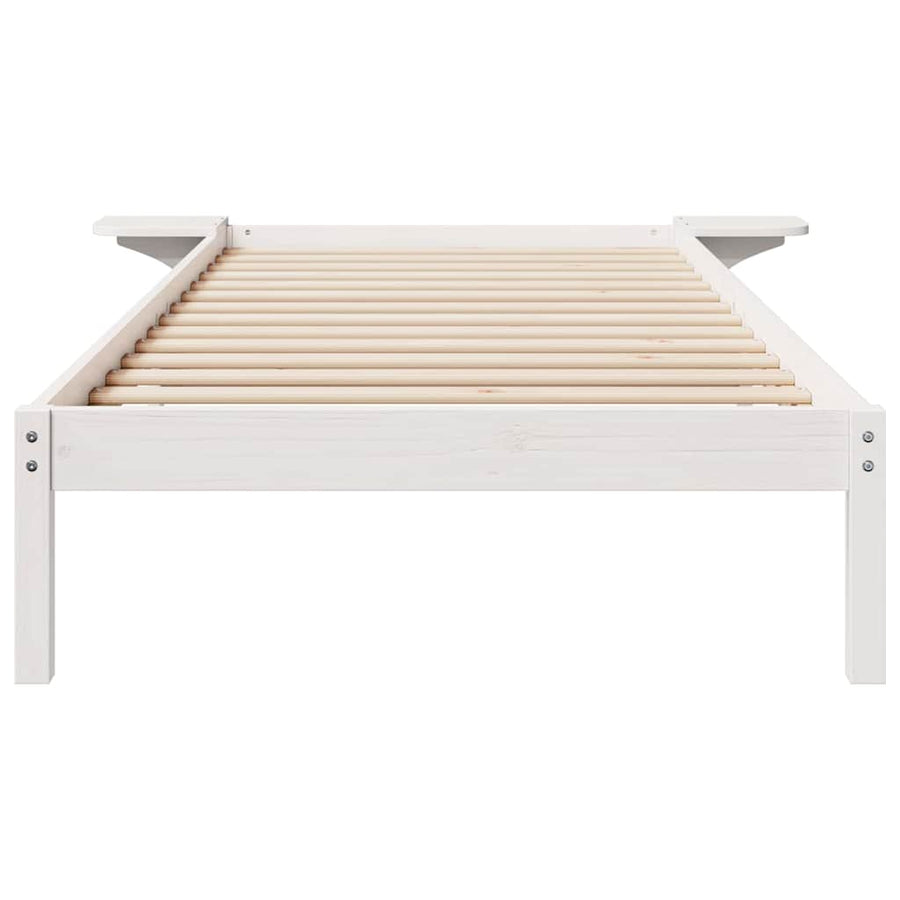 Bedframe met Zijtafels Wit 100 x 220 cm Massief grenenhout