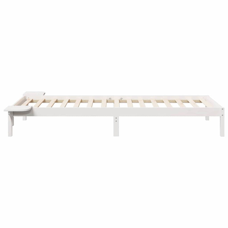 Bedframe met Zijtafels Wit 100 x 220 cm Massief grenenhout