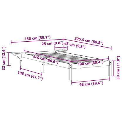 Bedframe met Zijtafels Wit 100 x 220 cm Massief grenenhout