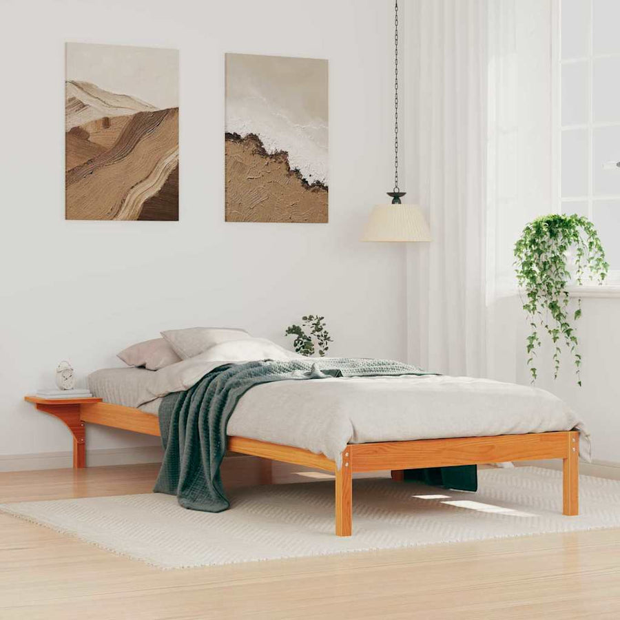 Bedframe met Zijtafels Wasbruin 100 x 220 cm Massief grenenhout