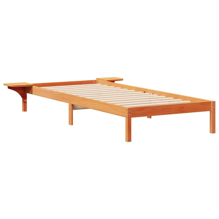 Bedframe met Zijtafels Wasbruin 100 x 220 cm Massief grenenhout