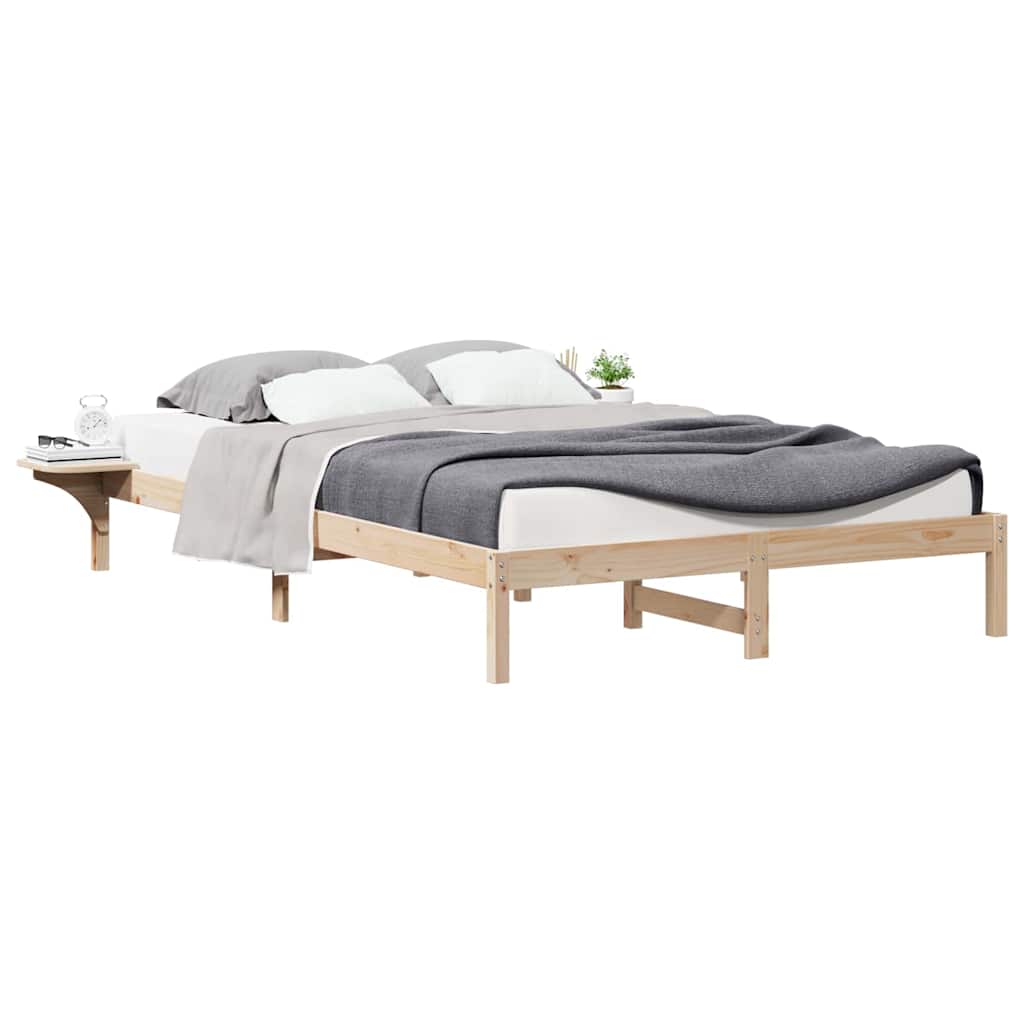 Bedframe met Zijtafels Naturel 140 x 220 cm Massief grenenhout